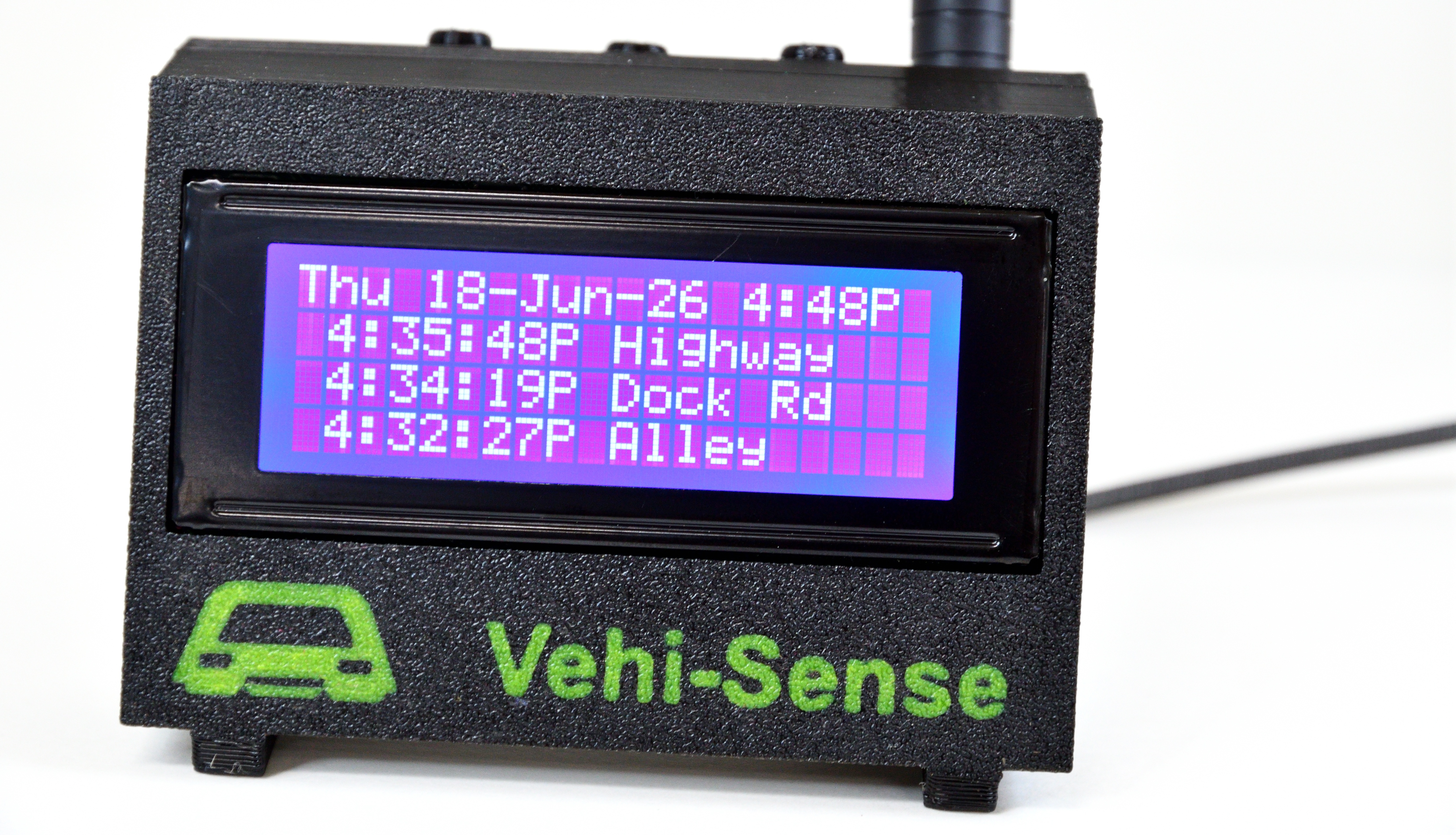 Vehi-Sense Monitor with backlit event-history display
